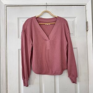 Madewell Dusty Rose Ribbed Knit Top